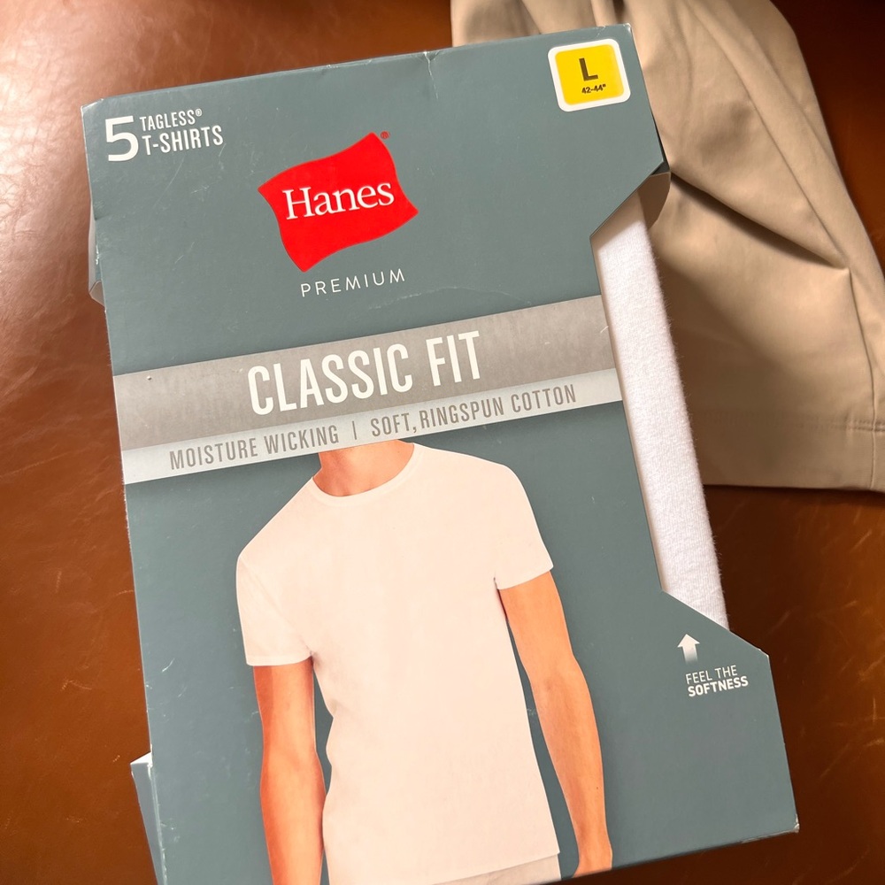 Hanes Premium Tagless Classic Fit T-Shirts - White